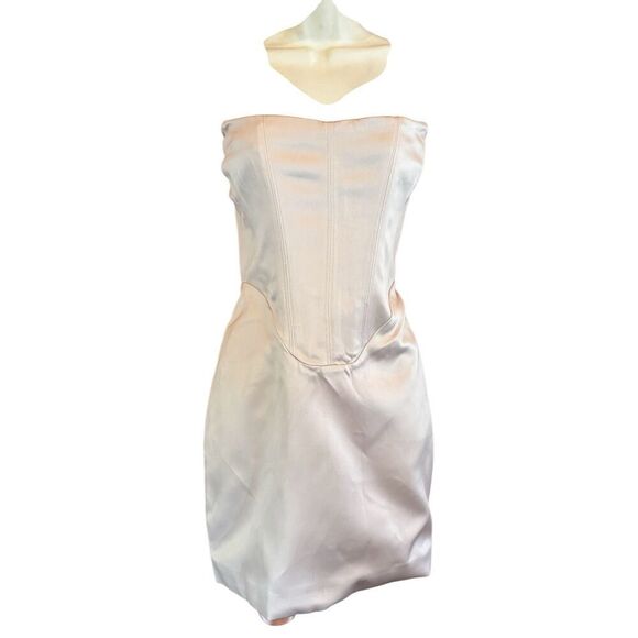 House Of CB Magdalena Corset Strapless Satin Minidress in Magdalena Cream NWT Si - Picture 6 of 11
